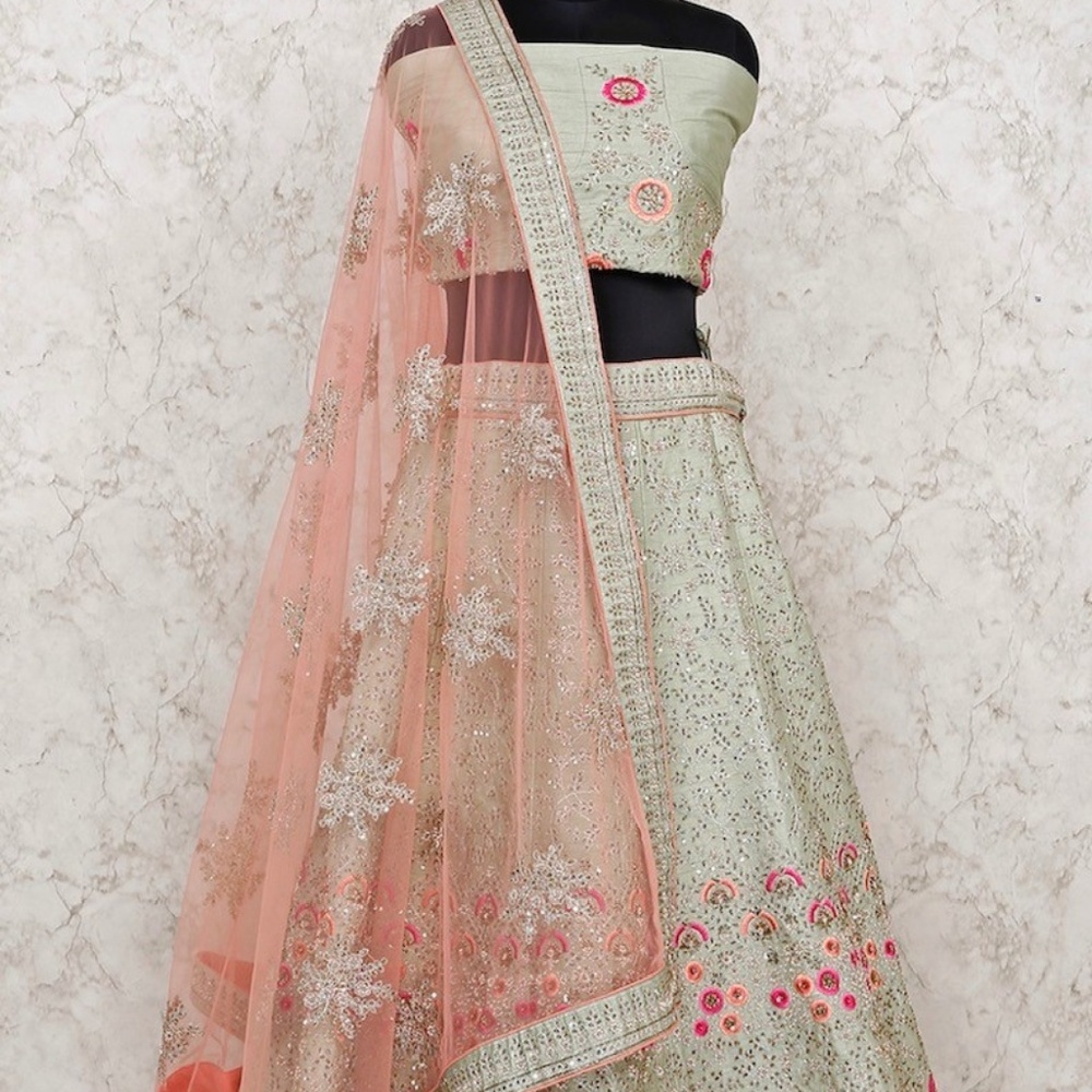 Pastel green Bridal lehenga